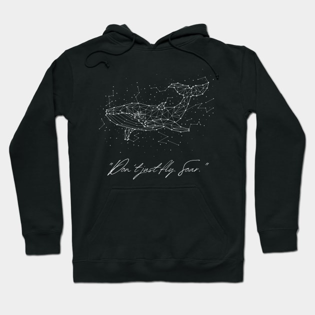 Black White Illustration Star Constellation Whale Hoodie by StanleysDesigns